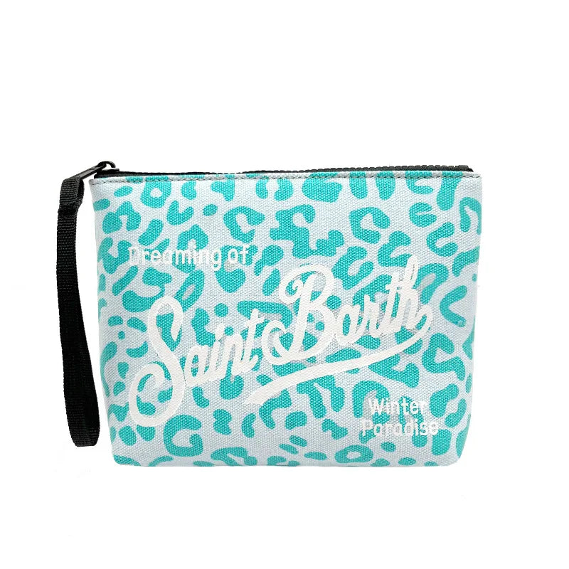 SAINT BARTH Autumn/Winter New Handbag Female Clutch Bag Vertical Pattern Pink Canvas Diving Handbag