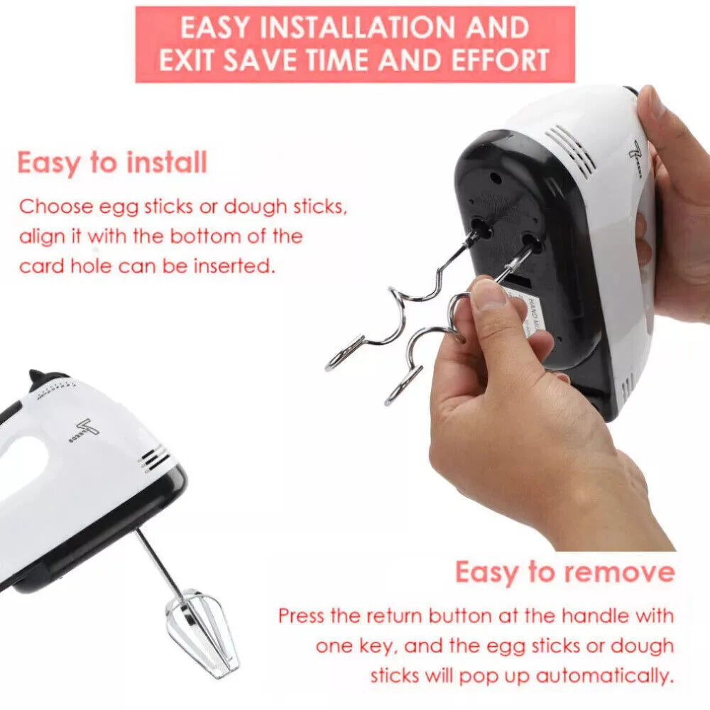 Electric Handheld Whisk 7-Speed Hand Mixer Kitchen Egg Beater Cream Cake Blender