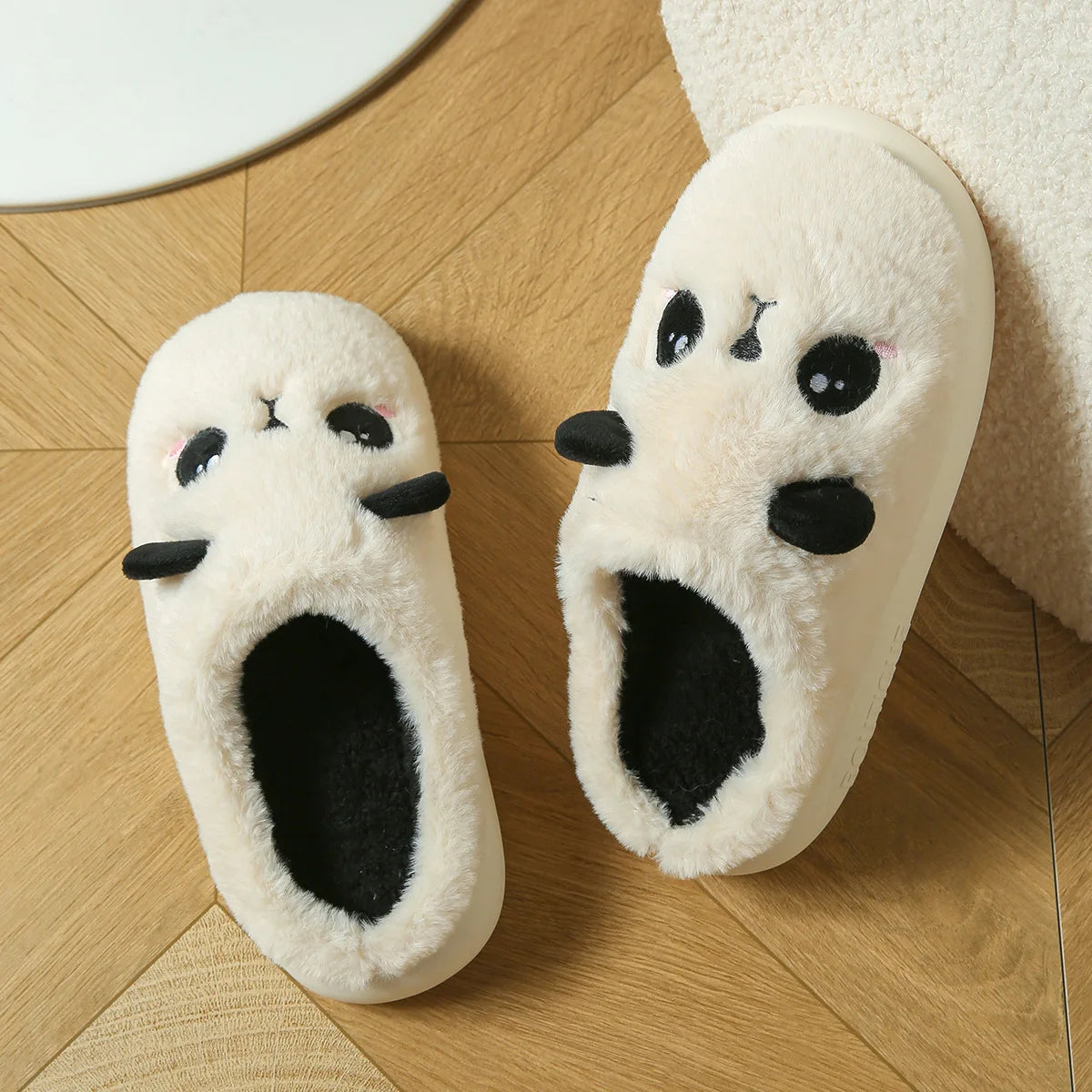 New Winter Unisex Cartoon Cow Warm Plush Slippers Couple's Indoor Non-slip House Slides Men And Women Toe Wrap Home Cotton Shoes