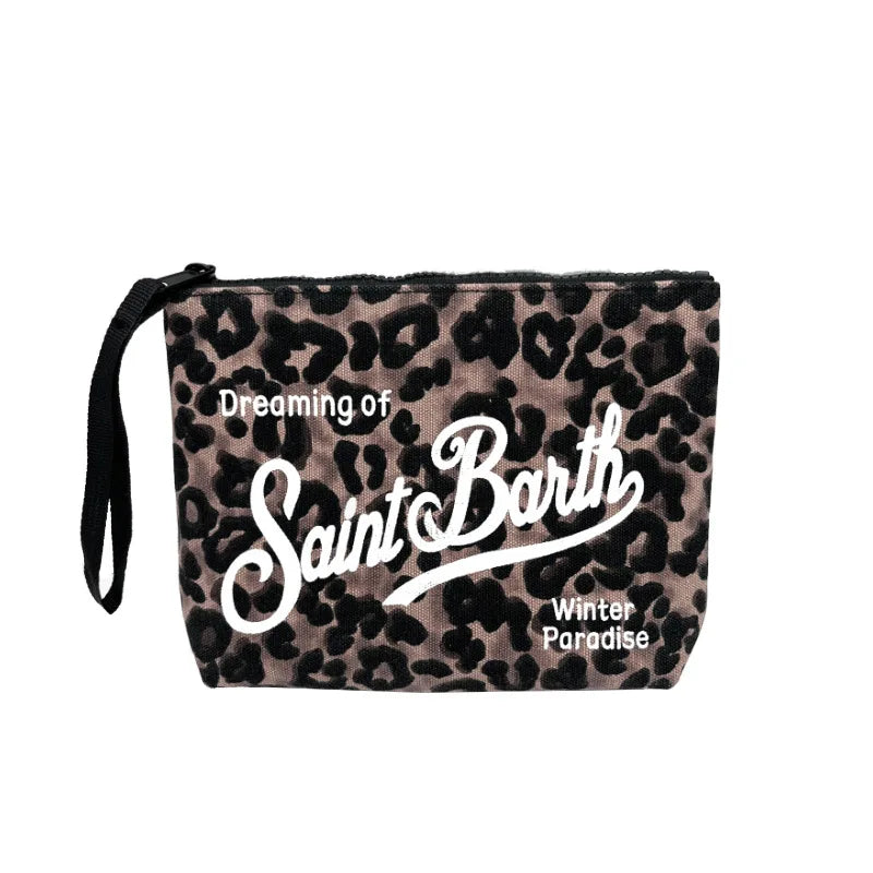 SAINT BARTH Autumn/Winter New Handbag Female Clutch Bag Vertical Pattern Pink Canvas Diving Handbag
