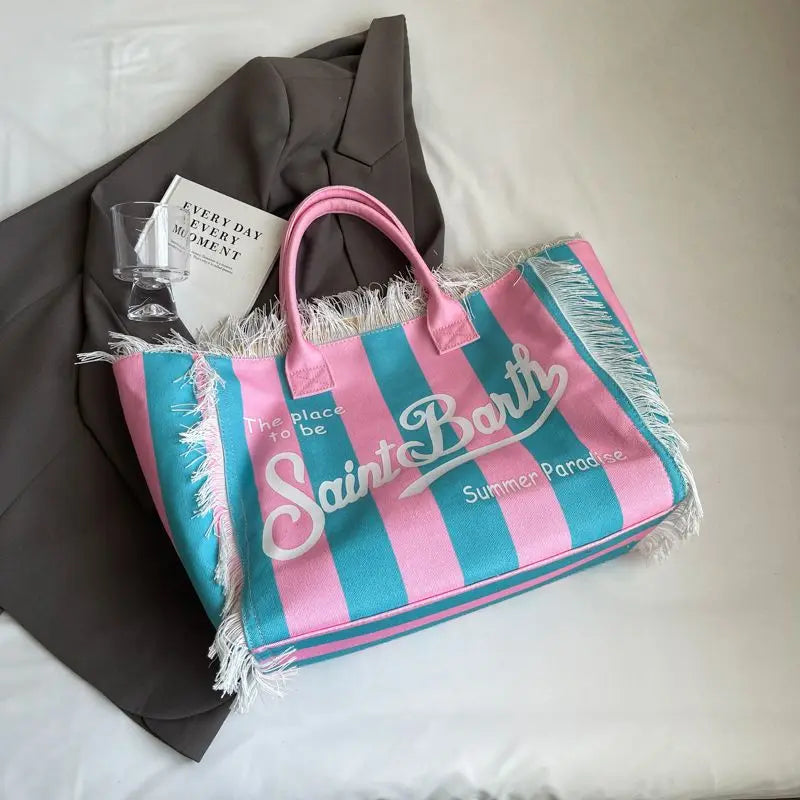 Mc2 Saint Barth Color-blocking Large-capacity Tote Bag New Fashionable and Casual Single-shoulder Bag for Women