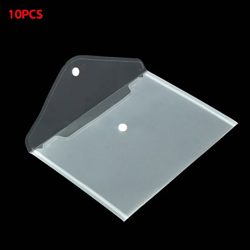 A5 Folder Bag 10Pcs Transparent Plastic Water Resistant File Holder File Paper Office Supplies Documents Sheet Protectors