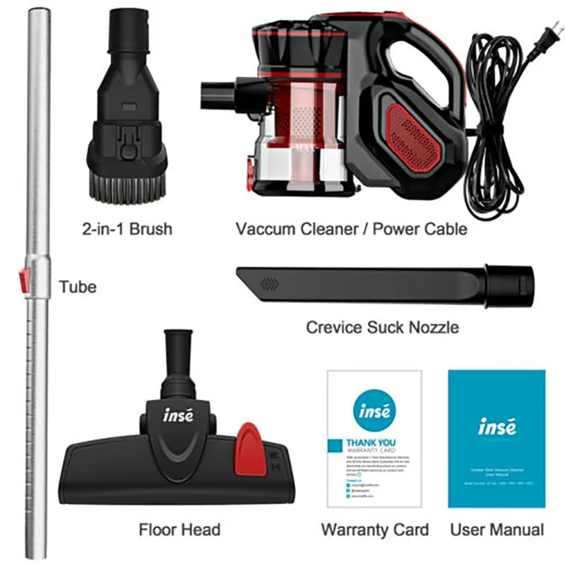 Vacuum Cleaner Corded INSE I5 18Kpa Powerful Suction 600W Motor Stick Handheld Vaccum Cleaner for Home Pet Hair Hard Floor