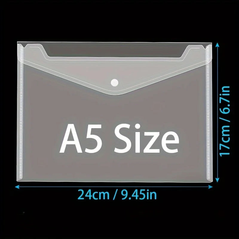 A5 Folder Bag 10Pcs Transparent Plastic Water Resistant File Holder File Paper Office Supplies Documents Sheet Protectors