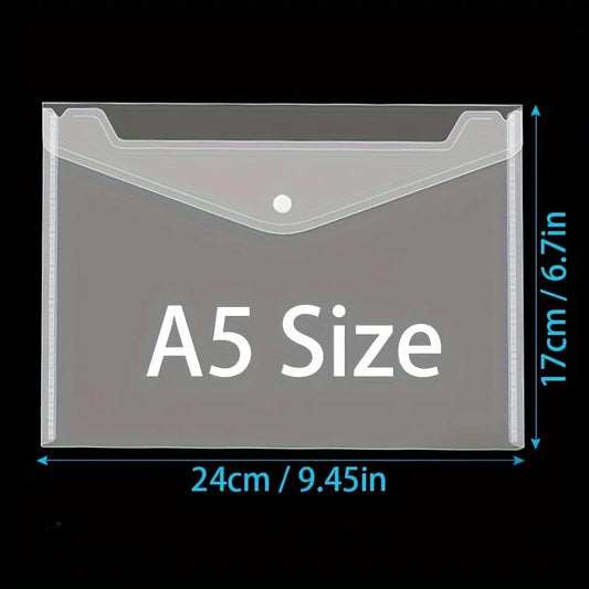 A5 Folder Bag 10Pcs Transparent Plastic Water Resistant File Holder File Paper Office Supplies Documents Sheet Protectors