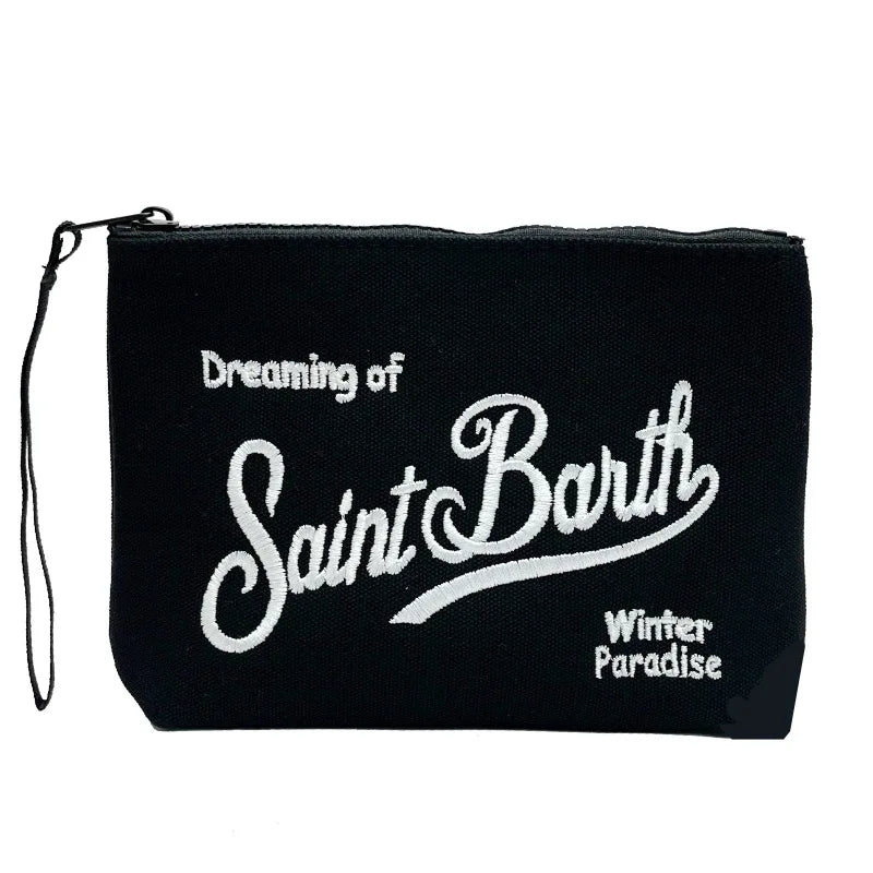SAINT BARTH Autumn/Winter New Handbag Female Clutch Bag Vertical Pattern Pink Canvas Diving Handbag