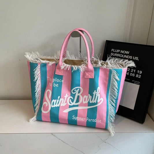 Mc2 Saint Barth Color-blocking Large-capacity Tote Bag New Fashionable and Casual Single-shoulder Bag for Women