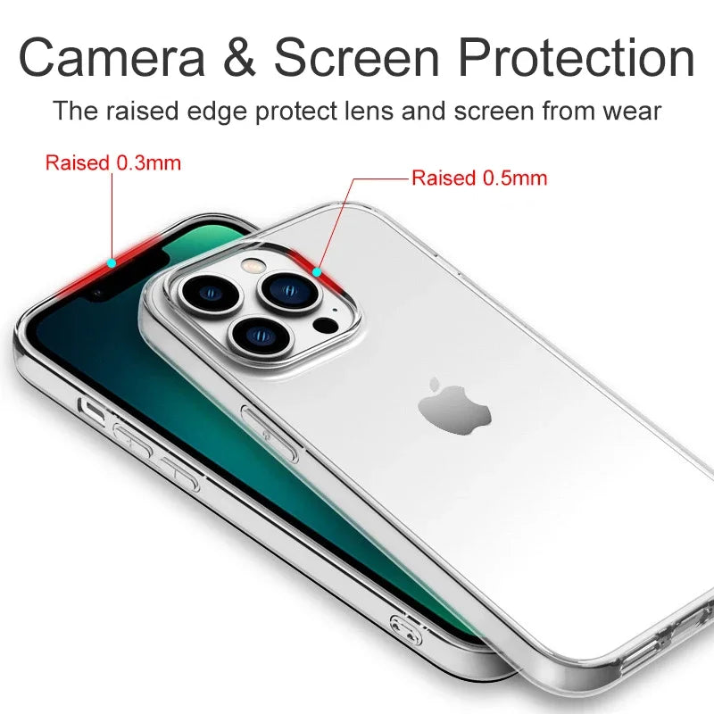 Soft Silicone Clear Phone Case For iPhone 16 15 14 13 12 11 Pro Max 16 15 14 Plus X XR XS Max 7 8 Plus High transparency cover
