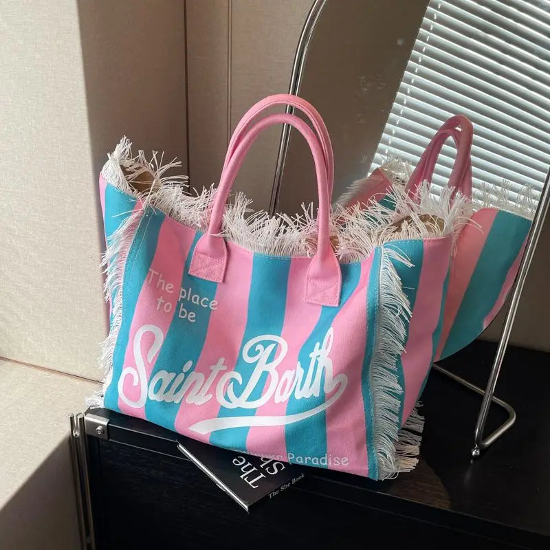 Mc2 Saint Barth Color-blocking Large-capacity Tote Bag New Fashionable and Casual Single-shoulder Bag for Women