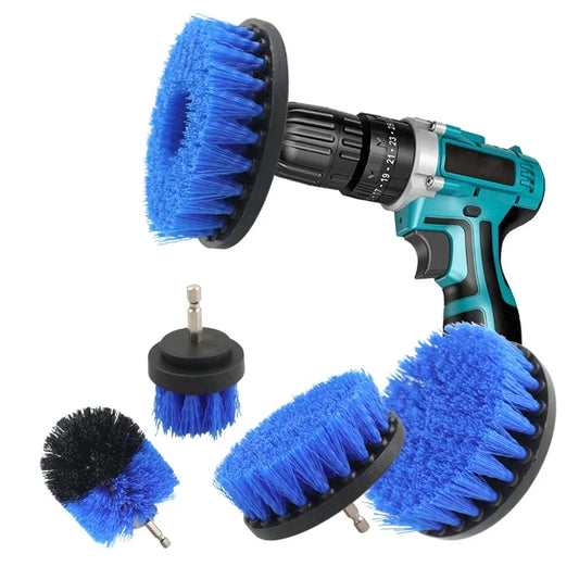 4'' Blue Electric Scrubber Brush Drill Brush Kit Plastic Cleaning Brush Tool for Car Tires Nylon Brushes Car Detailing