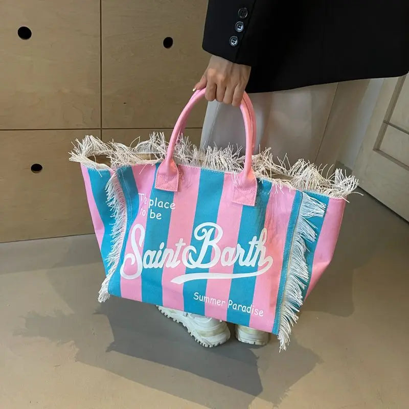 Mc2 Saint Barth Color-blocking Large-capacity Tote Bag New Fashionable and Casual Single-shoulder Bag for Women