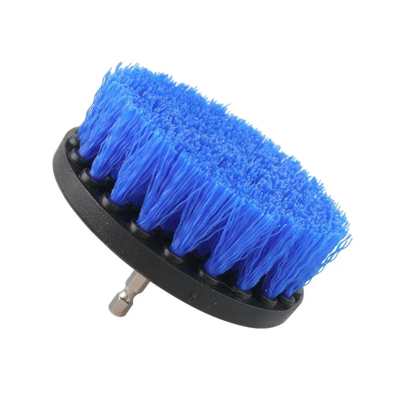 4'' Blue Electric Scrubber Brush Drill Brush Kit Plastic Cleaning Brush Tool for Car Tires Nylon Brushes Car Detailing