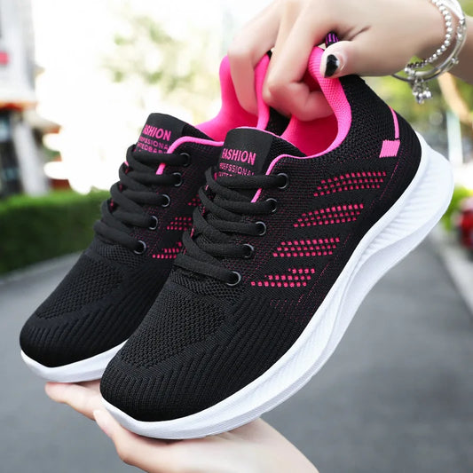 Women's sports shoes Breathable casual soft sole single shoes autumn flying mesh shoes running shoes