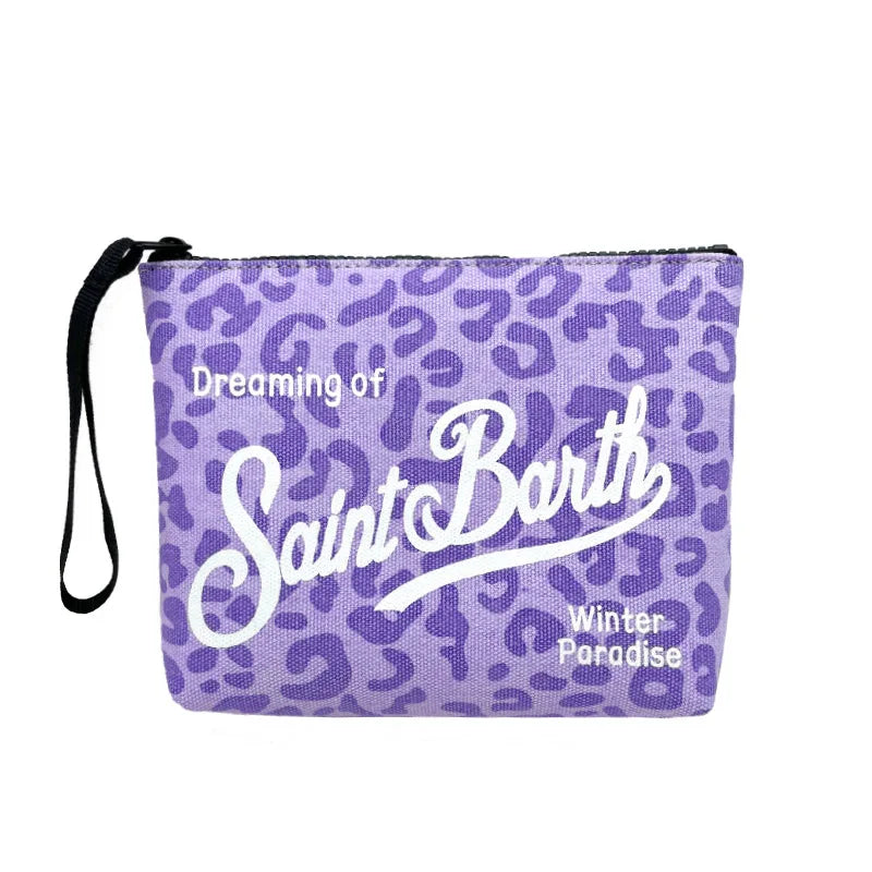 SAINT BARTH Autumn/Winter New Handbag Female Clutch Bag Vertical Pattern Pink Canvas Diving Handbag
