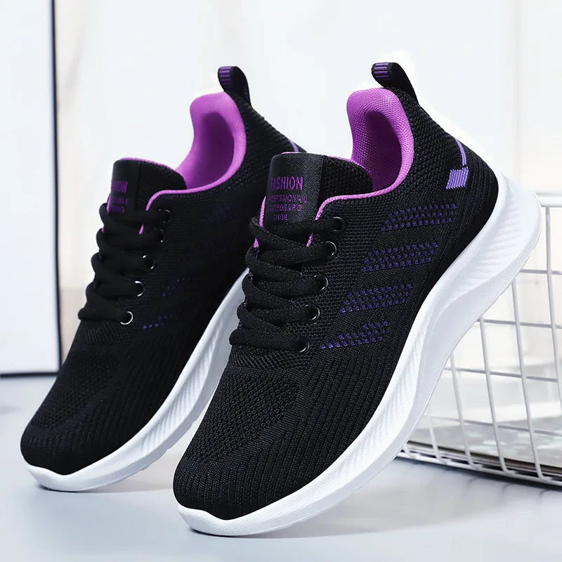 Women's sports shoes Breathable casual soft sole single shoes autumn flying mesh shoes running shoes