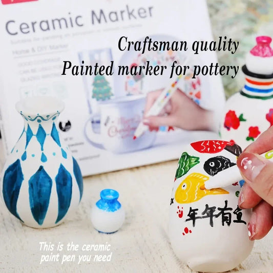 12 Colors Ceramic Paint Marker Pens Acrylic Paint Pens for DIY Ceramic Painting, Wood, Rock Paint Glass Drawing Non-Toxic