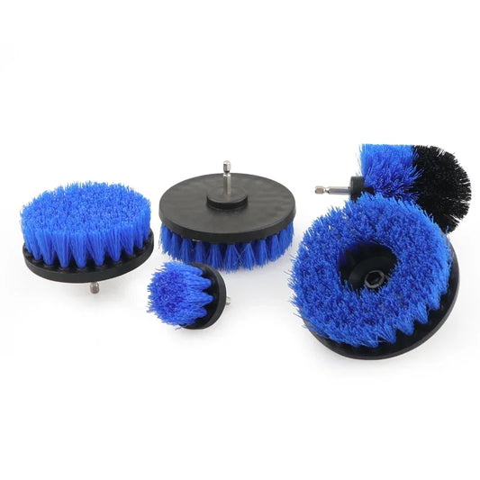 4'' Blue Electric Scrubber Brush Drill Brush Kit Plastic Cleaning Brush Tool for Car Tires Nylon Brushes Car Detailing